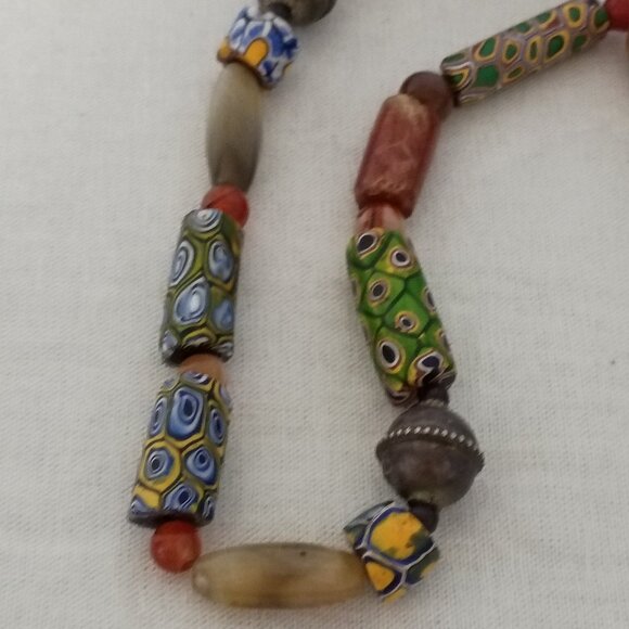 ❤️CUSTOM AFRICAN TRADE BEADS AMBER STERLING NECKLACE 13.5" DROP - Picture 9 of 9